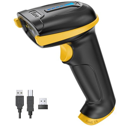 Tera Barcode Scanner with Battery Indicator: 1D Wireless, 5100 Yellow | USB Wired 2.4G Wireless Reader, 2200mAh Battery, 1D Laser Scanning, IP54 Protection, Retail Checkout Warehouse Library School - color: 1D Yellow