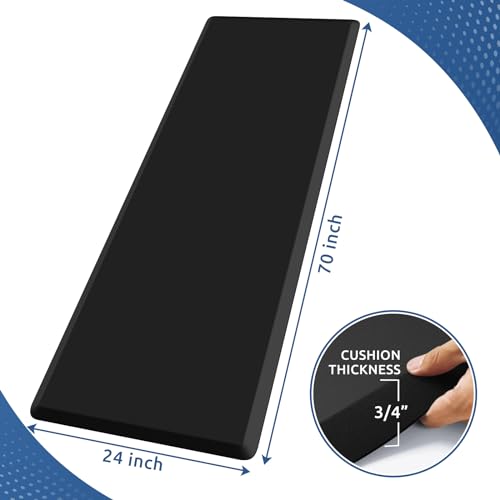 0.8" Thick Kitchen Mat Cushioned Anti Fatigue Rug Comfort Floor Mats - color: Black, size: 70"L x 24"W x 0.8"Th