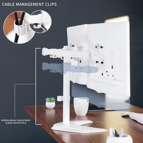 VIVO Dual LED LCD Monitor Free-Standing Desk Stand - color: White, size: 13" - 27" screens