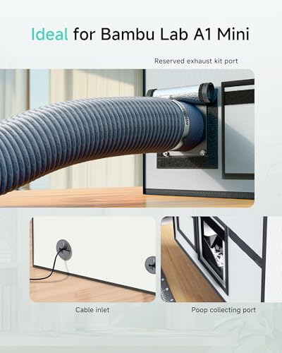TOPCUBE 3D Printer Enclosure for Bambu Lab A1 Mini Combo with LED Light | Stainless Steel Frame Enclosure Fireproof Dustproof Noise Reduction Constant Temperature 3D Printer Cover, 735x495x495MM - size: For A1 mini Combo