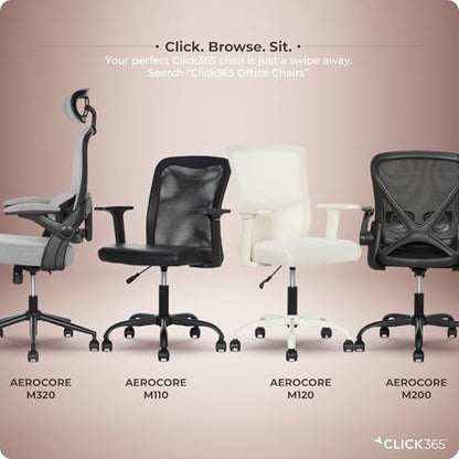 Click365 Ergonomic Office Chair with Lumbar Support, Mid-Back Mesh Chair - color: M120/Cream