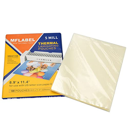 MFLABEL Thermal Laminating Pouches, 8.9 x 11.4-Inches Clear Thermal Laminating Plastic Paper Laminator Sheets for Photos Files Drawings for Use with Thermal Laminators 5 mil 1500-Pack - size: 1500 Packs, style: 5 Mill
