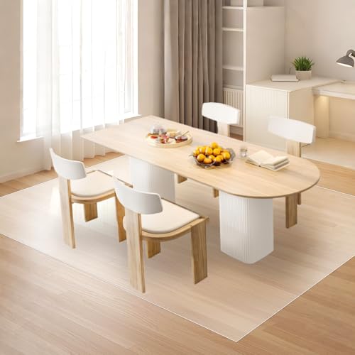 5 x 7 ft Clear Area Rug, 60 mil Padded Office Plastic Floor Mat, 60" x 84" Waterproof Vinyl Rug for Kitchen, Large Transparent Carpet Pad for Dinning Room - color: Clear, size: 5x7ft