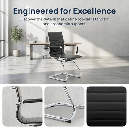 HNY 4-Pack PU Leather Office Guest Chairs - color: Black, size: 4 PCS