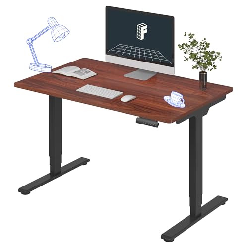 FlexiSpot E6 3-Stage Dual Motor Electric Standing Desk 48 x 30 Sit Stand Up Desk, Holds 220 lbs, Adjustable Height w/ Memory Presets, One-Piece Mahogany Desktop & Black Frame, Ships in 2 Boxes - color: Black Frame + Mahogany Top, size: 48"x30" Whole-Piece