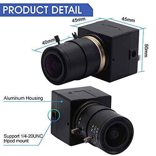 UHD 4K USB Camera, 2.8-12mm Varifocal Zoom Lens Mini Webcam | Plug and Play, Low Power Consumption USB Camera, Support OPENCV for Windows/Linux/Raspberry Pi/Mac - size: 2.8-12mm Varifocal Lens