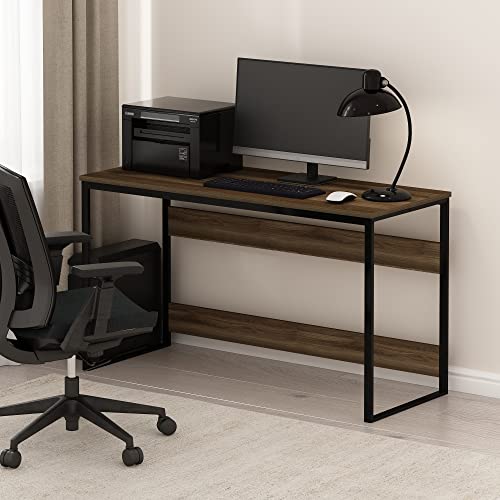 Furinno Moretti Modern Lifestyle Enhanced Study Desk, 52, Columbia Walnut | Open Frame, Rectangular, Gaming Desk, for Computer, Writing, for Home Office, Study Room, Dorm - color: Columbia Walnut, size: 52 inches