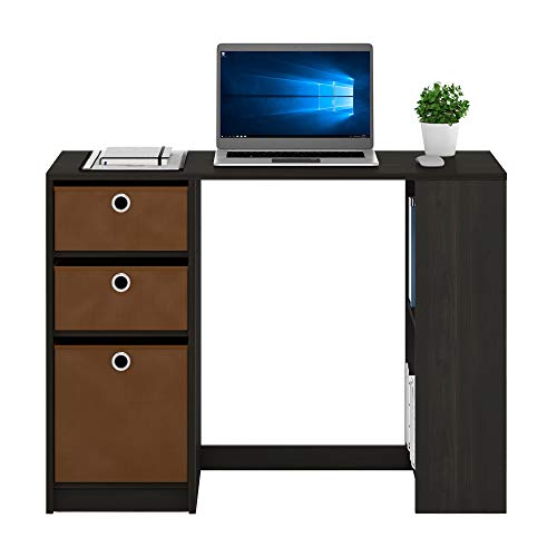 FURINNO Computer Study Writing Desk, Espresso, Model:15110EXBR - color: Espresso, size: With Bin Storage, 39.4 in. x 15.7 in.