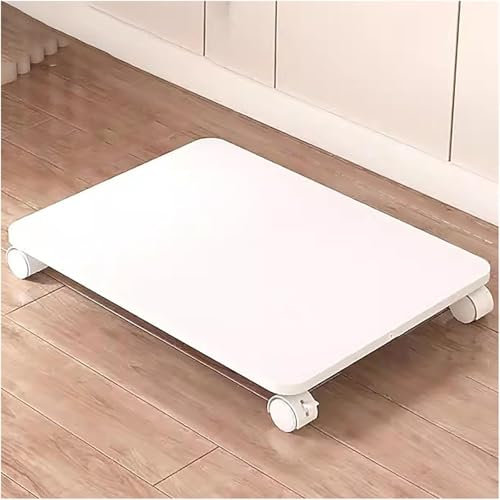Home Mobile Under Desk Printer Stand,Wood Printer Shelf with Locking Casters,Rolling Printer Table cart for Small Spaces Office Home(19.6" W x 13.7" D x 2.3" H, White) - color: White, size: 19.6"W x 13.7"D x 2.3"H