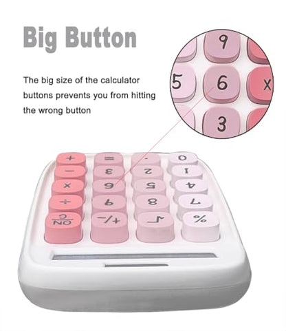 Cute Calculator, Clicky Calculator (Pink) | Large LCD Display 8 Digit Tilt Screen and Big Button for Teachers Students Basic Office - color: PinK