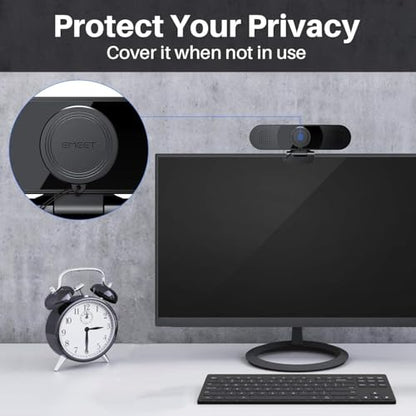 EMEET C980 PRO 3-in-1 1080P Webcam with Microphone and Speaker, 60°-98° FOV | Wide Angle Webcam w/ 4 Noise Cancel Mics 2 Speakers, Auto Low Light Correction W/Cover USB Camera for Online Conference/Class - style: 1080P with 4Mics 2Speakers