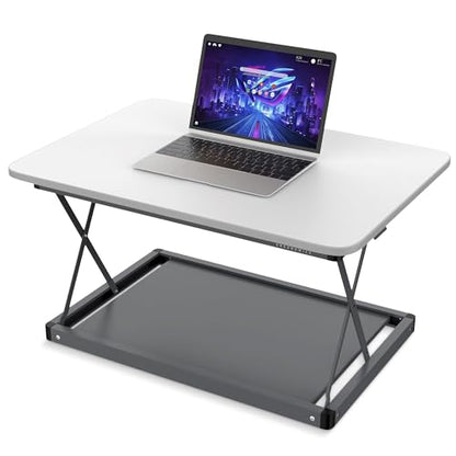 Uncaged Ergonomics Small Standing Desk Converter & Desk Riser (White) - color: White