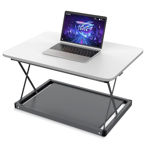 Uncaged Ergonomics Small Standing Desk Converter & Desk Riser (White) - color: White