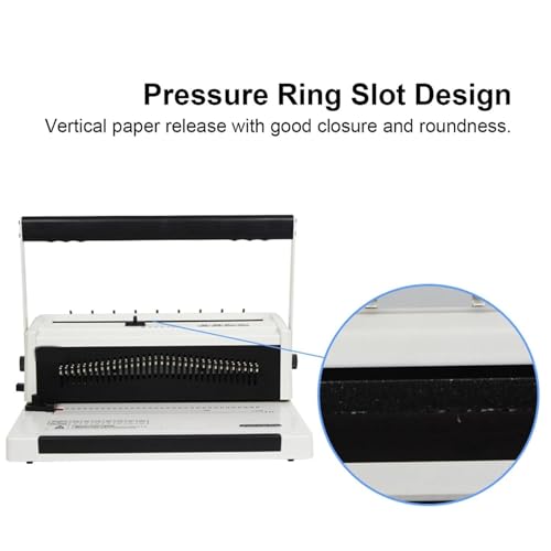 Book Punching Binding Machine, Manual Twin Loop Wire Binder, Adjustable Number of Holes, 20 Sheets Punch Capacity, 3:1 Pitch Binding, for Reports, Contracts, Booklets, and School Documents
