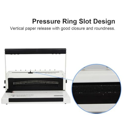 Book Punching Binding Machine, Manual Twin Loop Wire Binder, Adjustable Number of Holes, 20 Sheets Punch Capacity, 3:1 Pitch Binding, for Reports, Contracts, Booklets, and School Documents