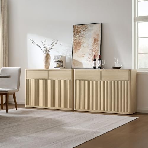 SICOTAS Buffet Cabinet with Storage - Storage Cabinet with Doors & Shelves - color: Coastal Oak, size: 2 Pieces