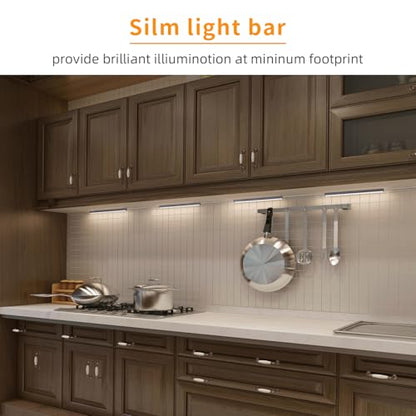 LUMILAND 3 Pcs 12-inch Led Under Cabinet Lighting Plug-in with Hand Wave, Dimmable 6000K Cold White Under Counter Lights Linkable with Memory Function for Kitchen - size: 3 Pack