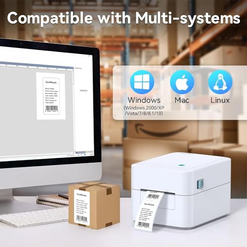 iDPRT Label Maker - 3 inch Thermal Printer for Small Business, Print Variety of Label Types via USB or LAN Network Connectivity, Barcode Printer for Warehouse, Office, Market, Support Multi Systems - color: White