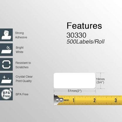 BETCKEY - Compatible DYMO 30330 (3/4" x 2") Multipurpose Labels - Compatible with DYMO Labelwriter 450, 4XL, NOT FIT 550 & 5XL [10 Rolls/5000 Labels] - size: 3/4" x 2"