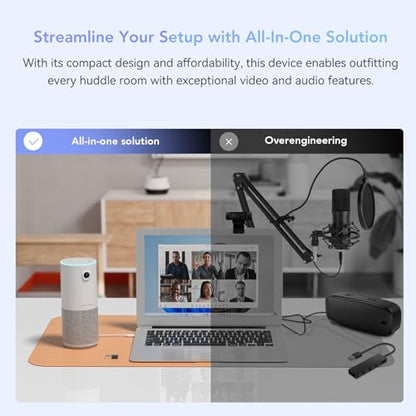 NUROUM C10 Conference Webcam with Microphone Speaker, Portable All-in-1 Design, 1080P 90° Camera for Video Conference, 10ft Voice Pickup/AI Noise Cancellation, USB Plug&Play for PC/Desktop Zoom/Teams