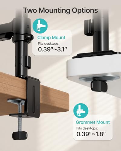 Single Monitor Arm for 17-32 Inch Screens, Holds up to19.8 lbs | Desk Monitor Mount with Clamp and Grommet Base,Gas Spring Monitor Stand,Full Motion Monitor Arms for Home Office - style: Single Monitor Arm