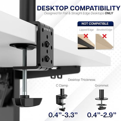 VIVO Dual Monitor Desk Mount, Heavy Duty Fully Adjustable Steel Stand, Holds 2 Computer Screens up to 24 inches and Max 22lbs Each, Black, STAND-V024 - color: Black, size: 13" - 24"