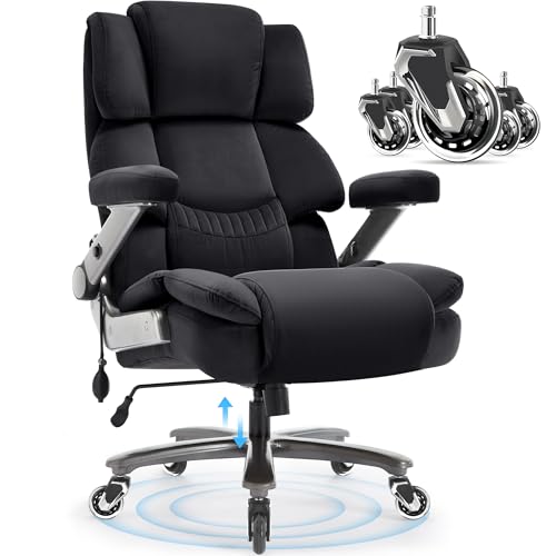700lbs Big and Tall Office Chair, Large Heavy Duty Computer Desk Chair - color: Black-fabric