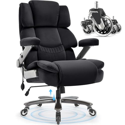 700lbs Big and Tall Office Chair, Large Heavy Duty Computer Desk Chair - color: Black-fabric