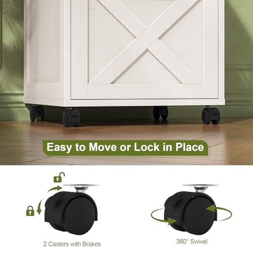 Vabches Office Filing Vertical Cabinet with 2 Drawers, Unique White | Farmhouse Filing Cabinet with Open Storage Space, Wheels and Printer Stand for Hanging Files Letter/A4 for Home Office. - color: Unique White, style: Vertical