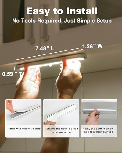 Under Cabinet Lights Wireless, 48-LED Under Cabinet Lighting Rechargeable, Closet Light with Timer & Dimmable, Under Counter Lights for Kitchen Shelf Pantry Desk (4 Packs) - color: RGB/4 Pack