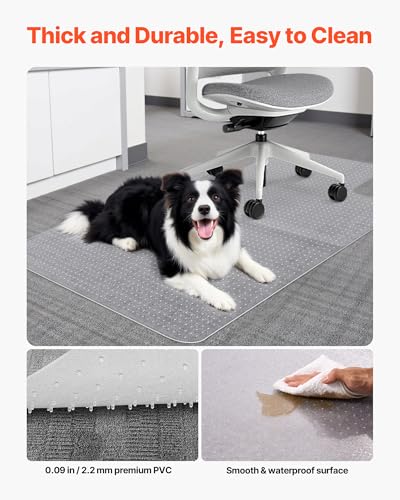 VEVOR Chair Mat with Lip, 36 x 48-inch Office Chair Mat for Low Pile Carpeted Floors, Plastic Floor Protector Rug with Studded, Non-Slip & Easy to Clean, Smooth Glide Under Desk Rug for Home Office