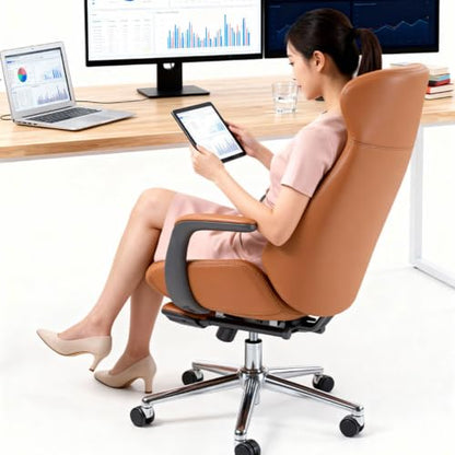 High-Back Office Executive Chair Ergonomic Office Chair with Footrest Adjustable Swivel with Lumbar Support Armrest for Home - color: White