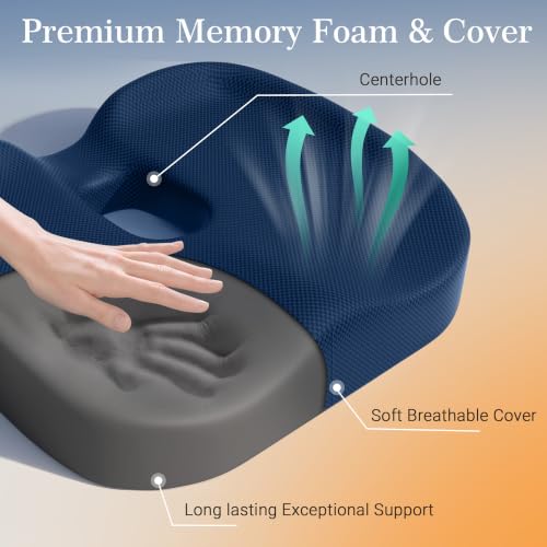 Donut Pillow Seat Cushion, Memory Foam Lifting Office Chair Cushion, Blue - color: Blue