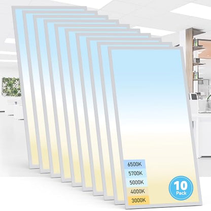 AIKVSXER 10 Pack 2x4 LED Flat Panel Light - 5CCT 3000K-6500K Selectable Color Temperature 0-10V Dimmable 2x4 LED Drop Ceiling Light Fixture Commercial - size: 2x4-10p