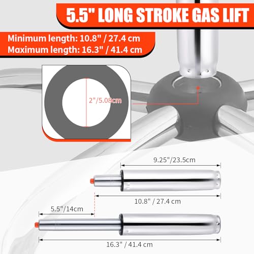 Universal Office Chair Gas Lift Cylinder Replacement, 5" Long Stroke Gas Lift, Heavy Duty Class4 Gas Lift Hydraulic/Pneumatic Piston for Office Chair/Gaming Chair
