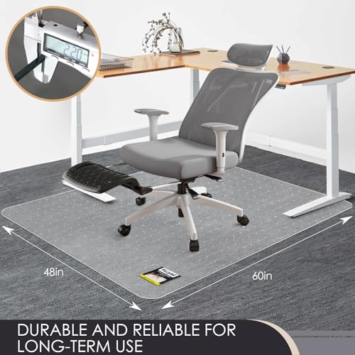 Kuyal Office Chair Mat for Carpet, 2 Pack 48x 60 Clear Heavy Duty Computer Chair Mat, Under Desk Protector Carpeted Floors Mat, Easy Chair Movement,Ship Flat - color: Clear, size: 48" X 60" 2Pack