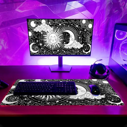 Magic Astrology Extended Big Mouse Pad Large, Gaming Mouse Pad Desk Pad,31.5x11.8 Inch Long Computer Keyboard Mouse Mat Black Mousepad with 3mm Non-Slip Base and Stitched Edge for Gaming and Office - color: Magic Astrology