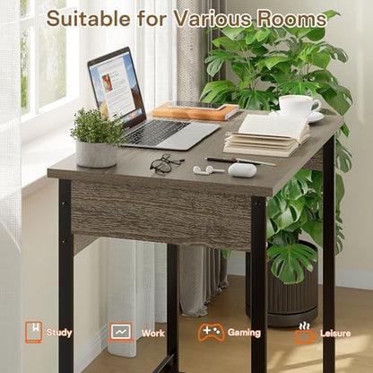 ALISENED Home Office Desks, 30 Inch Small Computer Desk, Home Office Desk, Compact Study Desks for Small Spaces, Easy to Assemble, Gray - color: Grey, size: W-30in