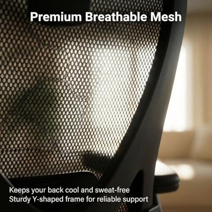 Ergonomic Office Desk Chair High Back Mesh Computer Chair | 360° Swivel Adjustable Lumbar Support & Flip-Up Armrests capacity 300 lbs capacity - color: 02blcak