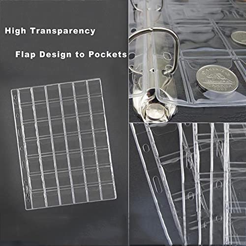 AITIME 42-Pocket Coin Sleeves, 10 Sheets Coin Pockets Pages for Binder - color: 10 Sheets-42 Pocket