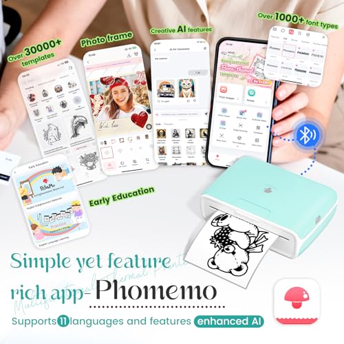 Phomemo M04S Sticker Thermal Printer, 300 DPI, Print 2/3/4 inch Width - color: Green