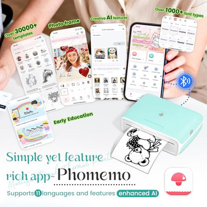Phomemo M04S Sticker Thermal Printer, 300 DPI, Print 2/3/4 inch Width - color: Green