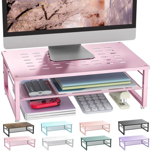 gianotter 2-Tier Metal Monitor Stand Riser - color: Pink