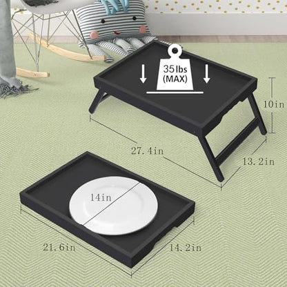 Artmeer FSC 100% Bamboo Bed Tray with Folding Legs, X-Large, Black | X-large FSC 100% bamboo bed tray with folding legs, handles and extra legroom for meals, laptops and reading. - color: Black, size: X-Large