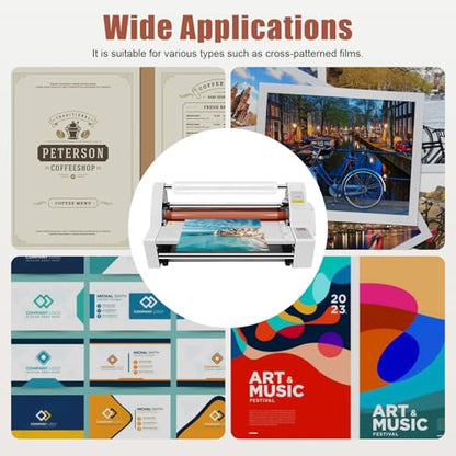 Laminating Machine, 13.78" Hot and Cold Roll Laminator with Digital Display, Temperature Control & Tension Adjustment, Single & Double Sided Thermal Laminator for Home Office School Print Shop Etc