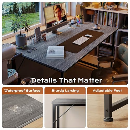 PRAISUN 47 X 24 Inch Deeper Desk with Power Outlets - color: Grey, size: 47.2*23.6 inch