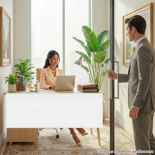 48" Under Desk Privacy Panel White Self-Adhesive Modesty Panel 600D Heavy Duty Desk Skirt Privacy Divider for Office Home or Standing Workstation Concealer Shield - size: White - 48"W