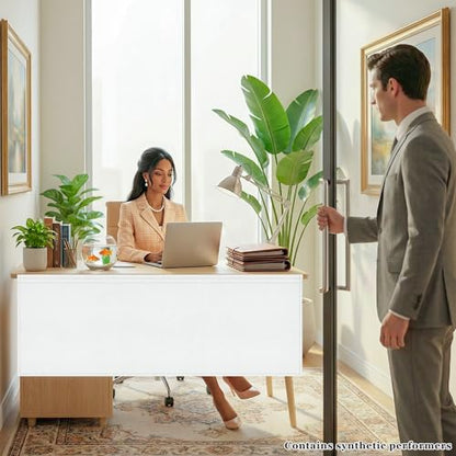 48" Under Desk Privacy Panel White Self-Adhesive Modesty Panel 600D Heavy Duty Desk Skirt Privacy Divider for Office Home or Standing Workstation Concealer Shield - size: White - 48"W