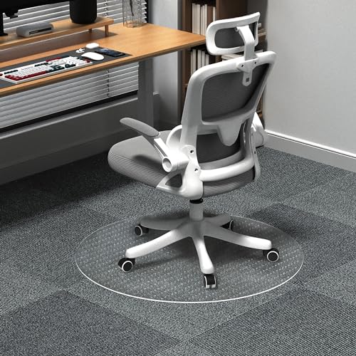 Non-Slip Office Chair Mat for Carpet, 35 x35Inches Clear Plastic Desk Mat for Rolling Chairs, Waterproof and Oil-Resistant, Anti-Fatigue Mat for Standing Desk - color: Carpet-round 36*36
