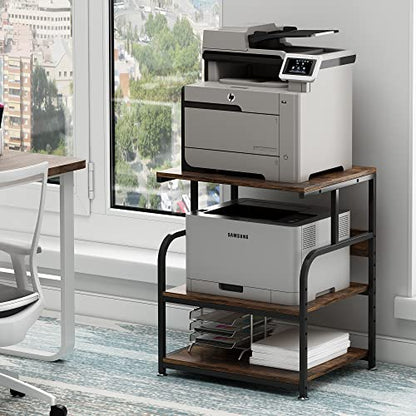 Fannova Large Printer Stand Table with Height Adjustable Storage Shelf - color: Rustic Brown, size: 23.6"W x 18.9"D x 30"H